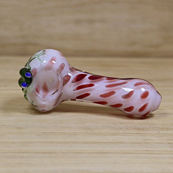 Glass Spoon Pipe Ruby+Tommy, white with Frog