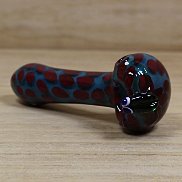 Glass Spoon Pipe, Ruby & Tommy, petrol with Frog
