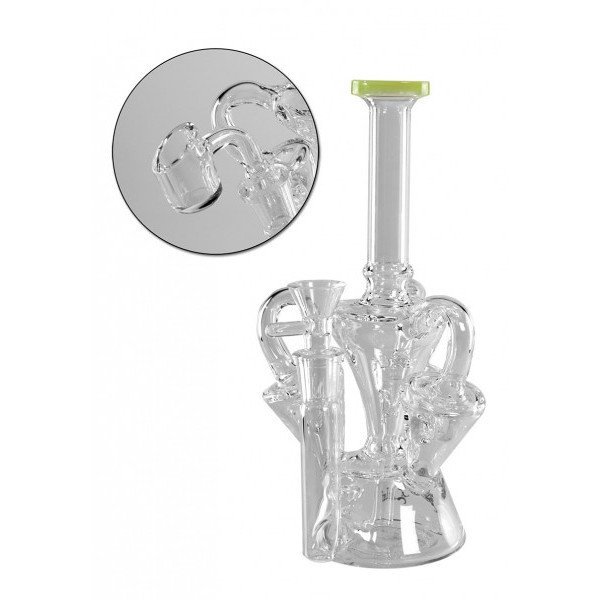 Dab-Rig Recycler Deluxe with Banger and Bowl, Black Leaf