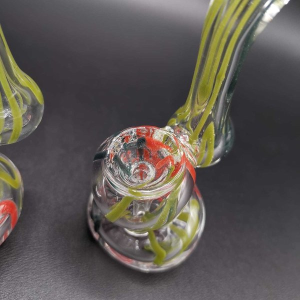 Mini Bubbler / Glass Handpipe - clear/colorful stripes