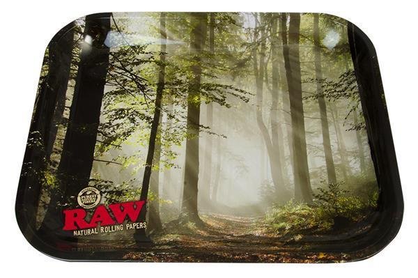 RAW Metal Rolling Tray, large, "Smokey Forest"