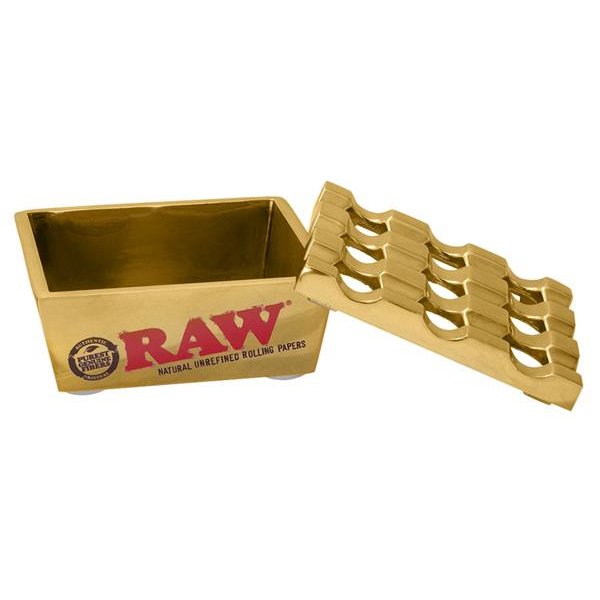 RAW edler Metallaschenbecher mit Windfang, goldfarben, 8x8 cm