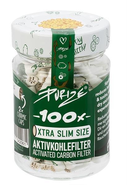 PURIZE activated charcoal filter, XTRA Slim, ø 5,9mm, 100/GLASS-JAR